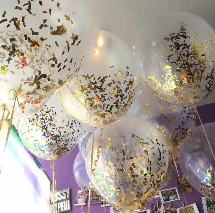 Balloons Lane offers the perfect decoration for your next event party in New Jersey with golden, blue, and purple confetti balloons, as well as clear balloons with gold confetti. These balloons are sure to impress your guests and make your event unforgettable.