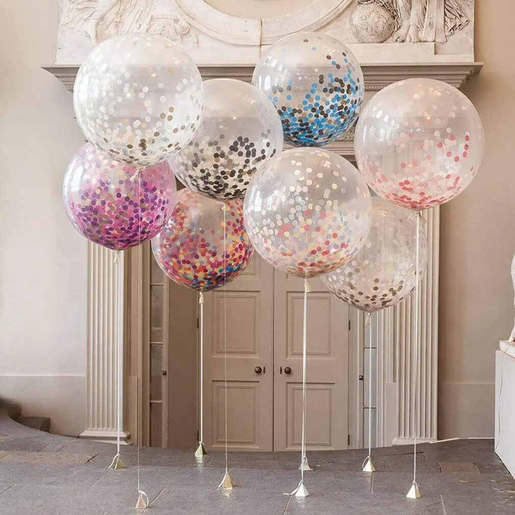 Balloons Lane has a fantastic selection of balloons to enhance your occasion, including blue, black, pink, gold, and silver confetti balloons, as well as round clear balloons filled with confetti. These balloons will add a fun and festive touch to any event or celebration.