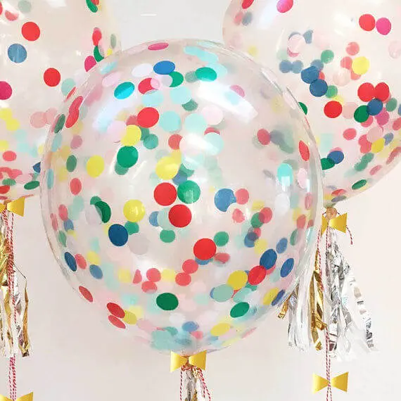 The colorful combination of red, yellow, winter green, light blue green, and pink confetti balloons will surely add a festive touch to any anniversary party. And for an extra pop, consider pairing them with confetti latex balloons for a fun and playful decoration.