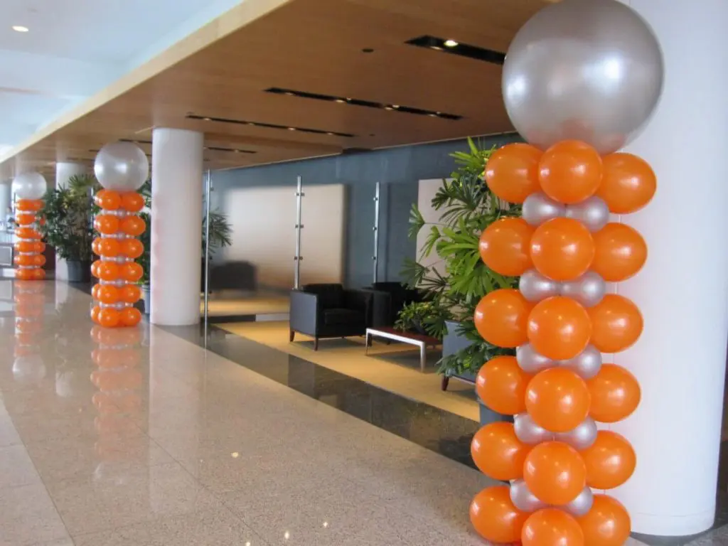 Balloons Lane Balloon delivery NJ use colors Orange Silver latex balloons Anniversary for Column