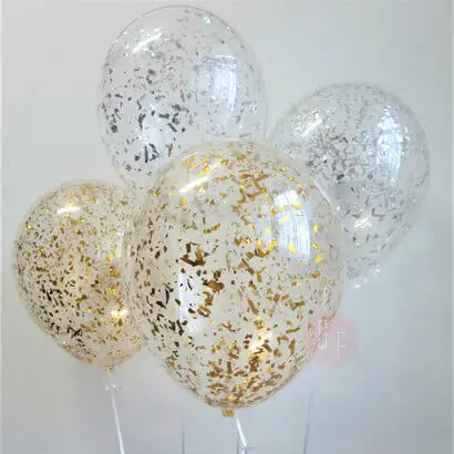 Balloons Lane use colors White and Gold confetti balloons ​Confetti For Occasion Party & confetti personalised balloons