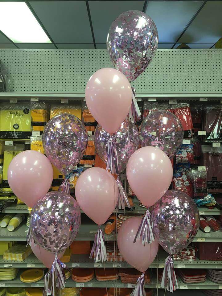 Balloons Lane Balloon delivery Brooklyn in use colors Silver and Pinke confetti balloons ​Confetti For Anniversary Party