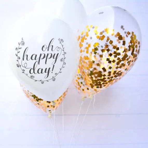 Balloon delivery use colors Yellow and Gold confetti balloons and oh happy day balloons ​Confetti For Birthday Party & gender confetti balloon
