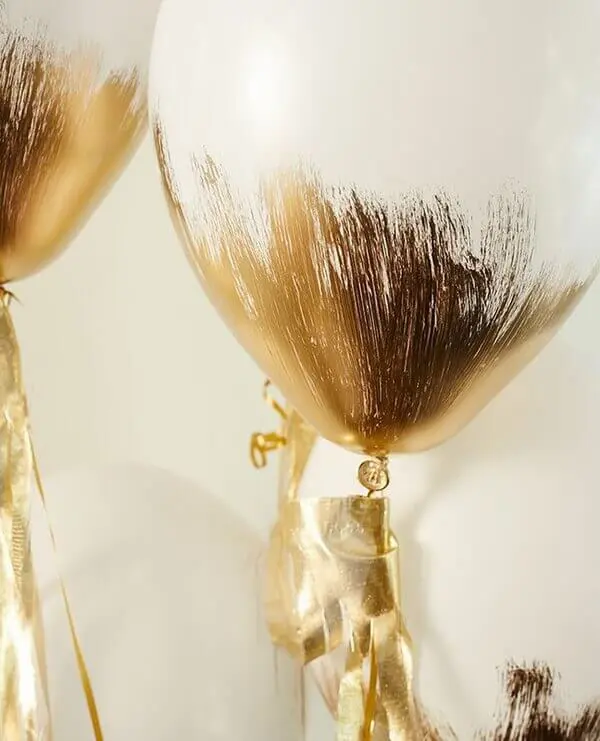 Gold and White latex balloon With round clear balloon Centerpiece in NJ