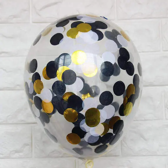 Balloons Lane offers a stunning selection of confetti balloons in gold, black, and white, perfect for creating a sophisticated look for your event party in New York City. Order online and have them delivered right to your door.