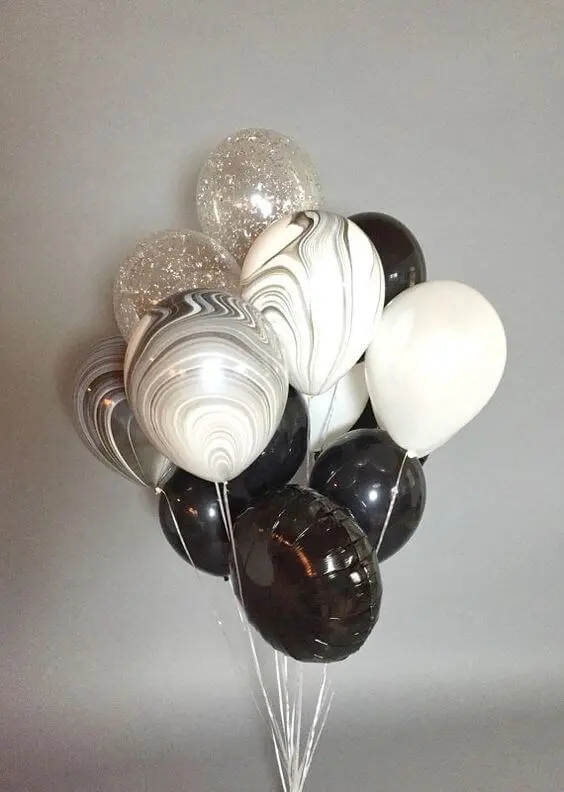 Balloons Lane Balloon delivery New York City in using colors black and gray latex marble balloons first-Event-balloon Centerpiece for Event Party