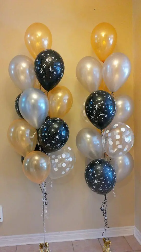 Balloons Lane Balloon delivery Manhattan use colors Black Gray and Gold clear balloons Birthday For Column