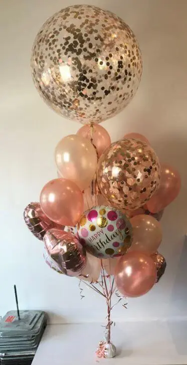 big confetti balloons bouquet with foil polka dot happy birthday balloons