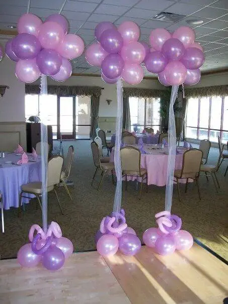 Pink and lavender balloon column for an event in New York City by Balloons Lane Balloon Delivery