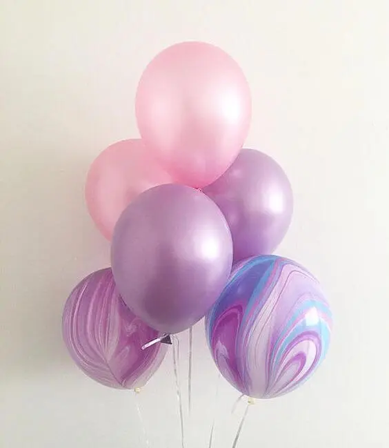 Balloons Lane Balloon delivery Brooklyn in using colors Purple Pink and Blue marble lavender balloons first-Birthday-balloon Column for Birthday Party