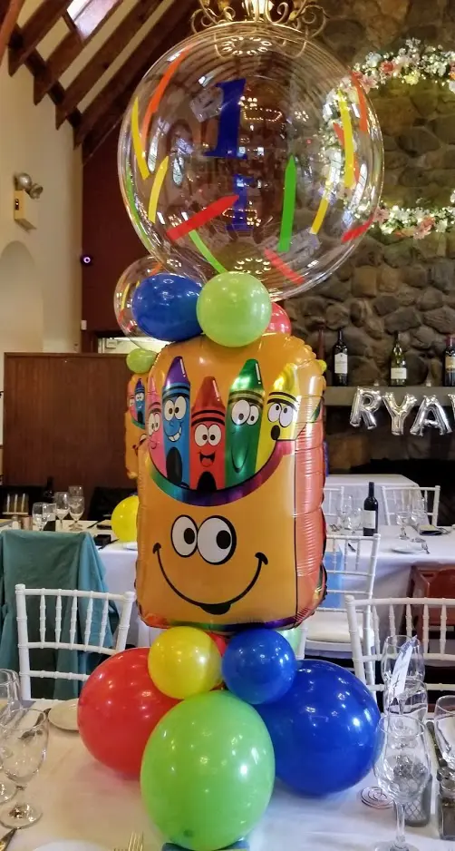 Creon theme centerpieces baby boy 1st birthday balloons