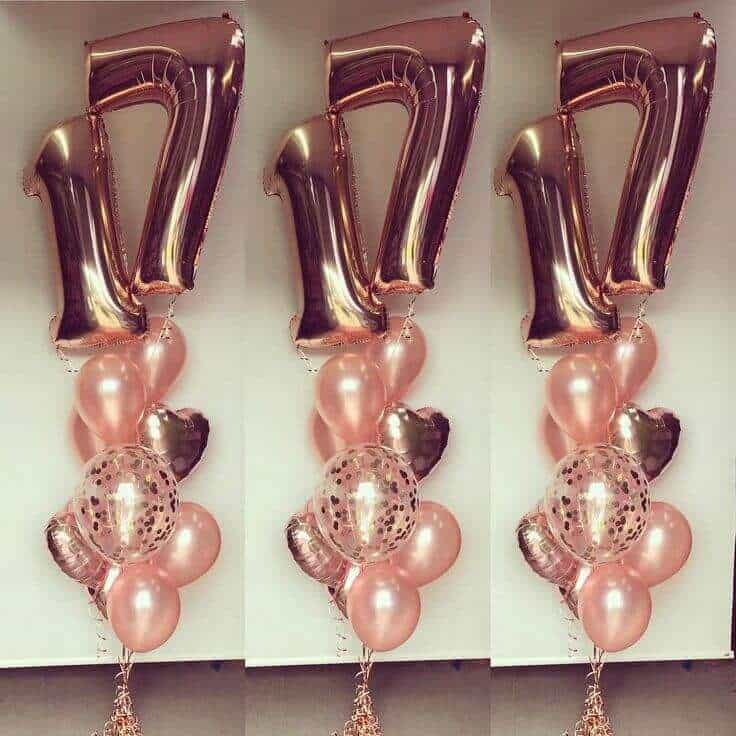 number balloons rose gold Mylar balloons