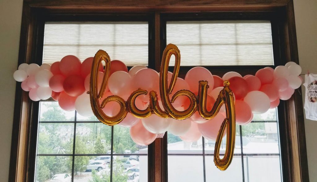 Balloons Lane Balloon delivery in Staten Island use colors,White Ruby Red Pink Gold baby shower balloon garland for Arch