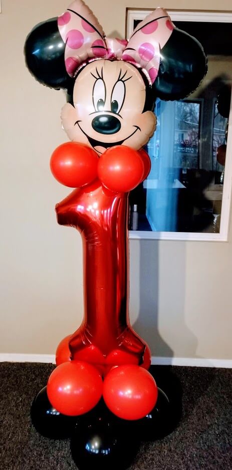 Balloons Lane Balloon delivery Brooklyn in use colors Red Black Pink Blush big number 1 red balloons for Party for column