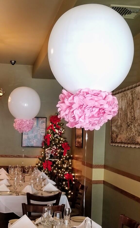 Balloons Lane Balloon delivery NYC in using colors Pink White christening balloons big round white balloon round for Birthday Party