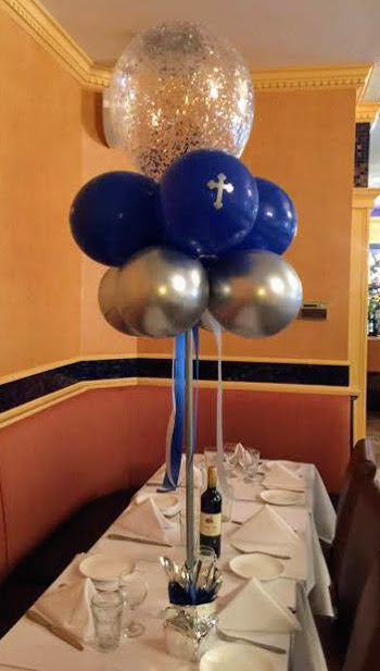 Balloons Lane Balloon delivery Manhattan in use colors Chrome® Silver White and Dark blue latex balloonsboy communion balloons centerpieces For Party