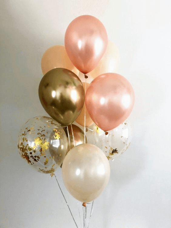 Rose gold balloons bouquet balloons lane Solind and Confetti Latex balloons bouquet balloons lane for birthday party, anniversary celebration, wedding and corporate event,