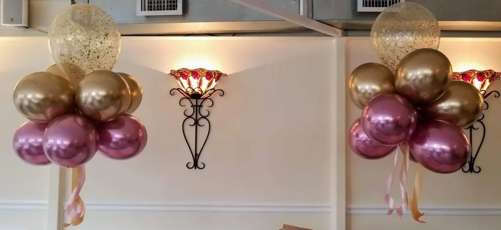 Balloon delivery use gold confetti chrome pink and gold latex balloons centerpiece and balloon party centerpieces For Event Party