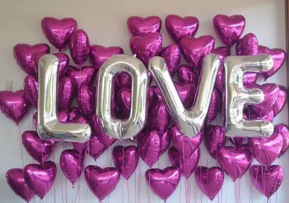 Purple Heart Shape and Silver Latter Balloons by Balloons Lane NYC For Birthday Wedding Baby Bridal Shower Gender Reveal Engagement Party Decorations