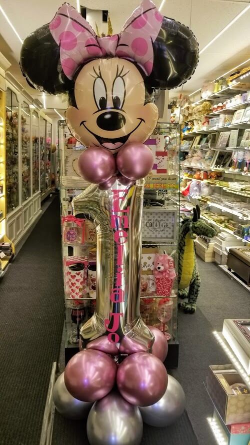 Balloons Lane Balloon delivery NJ in using colors pink and silver chrome balloons mini mouse 1st birthday balloon With Number for Occassion Party