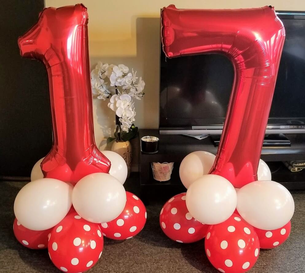 Balloons Lane Balloon delivery New York City in using colors red and white number 1 and 7 big number balloons With Number for Decoration Party