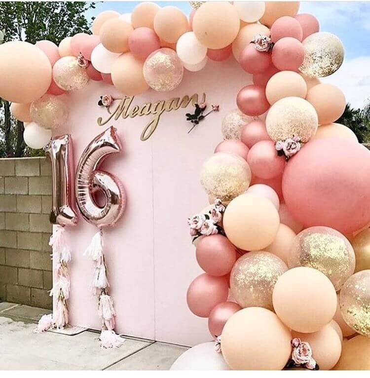 Balloons Lane Balloon delivery in Manhattan use colors Rose Gold balloons Decoration for arch