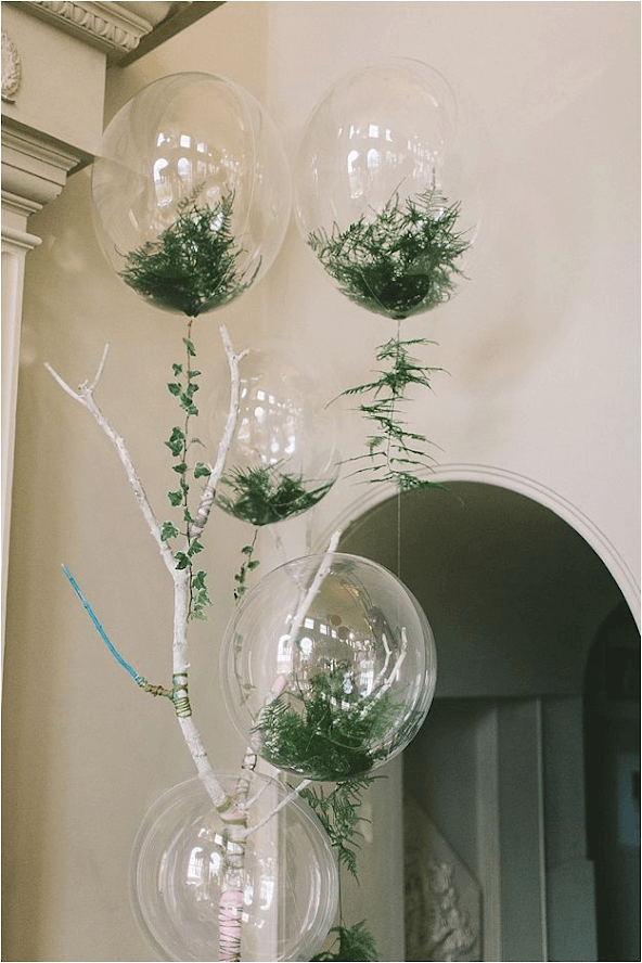 Green and White latex balloon With vines balloons for baby shower clear bubble balloons