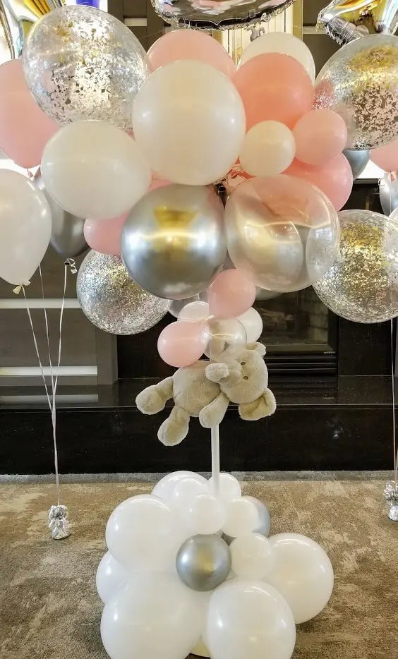 Balloons Lane Balloon delivery Manhattan in use colors Navy White Silver mini cloud balloon stand Column for baby shower