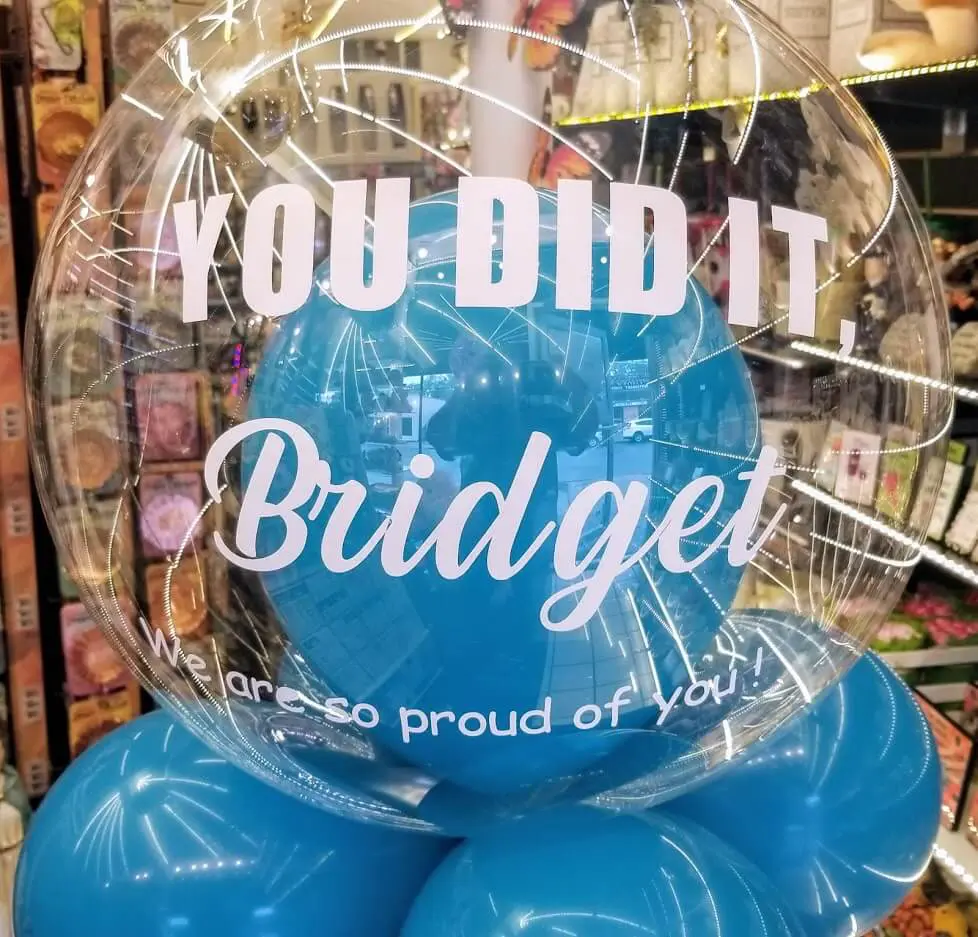 Blue bubble personalized graduation balloons
