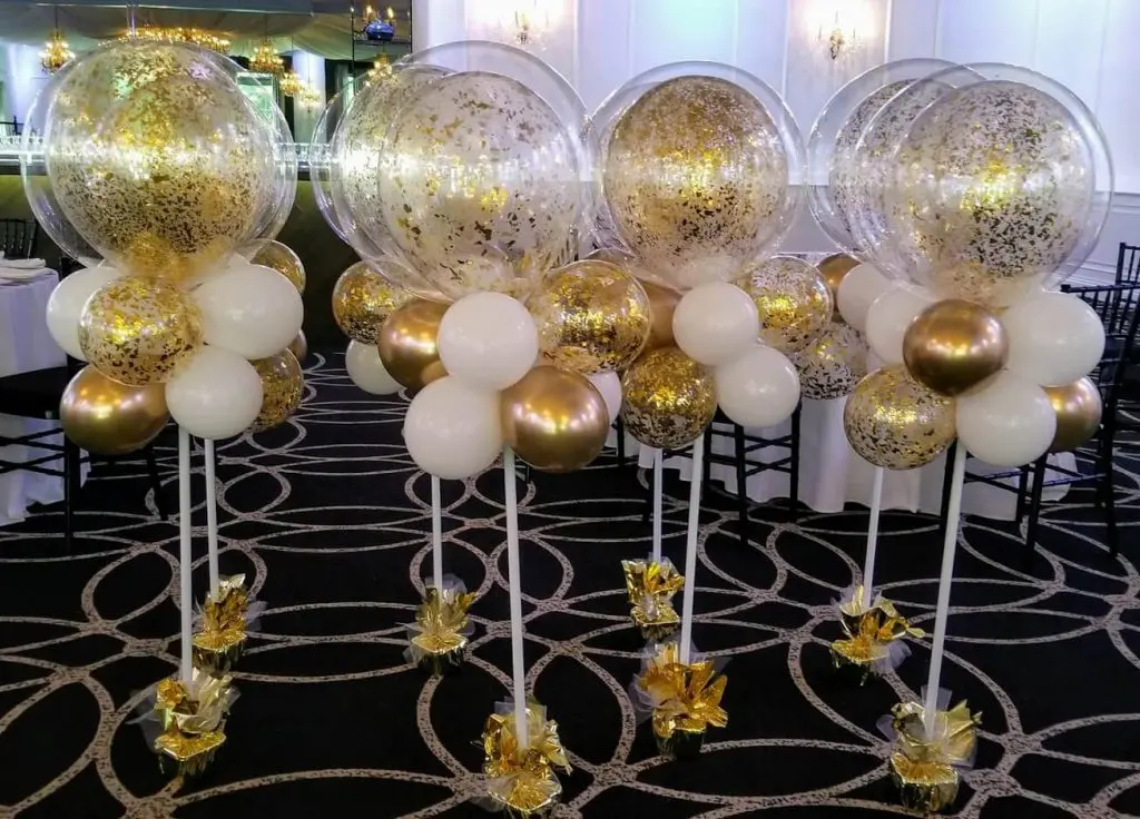 White Gold Rose Gold gold confetti balloon for prom party Column