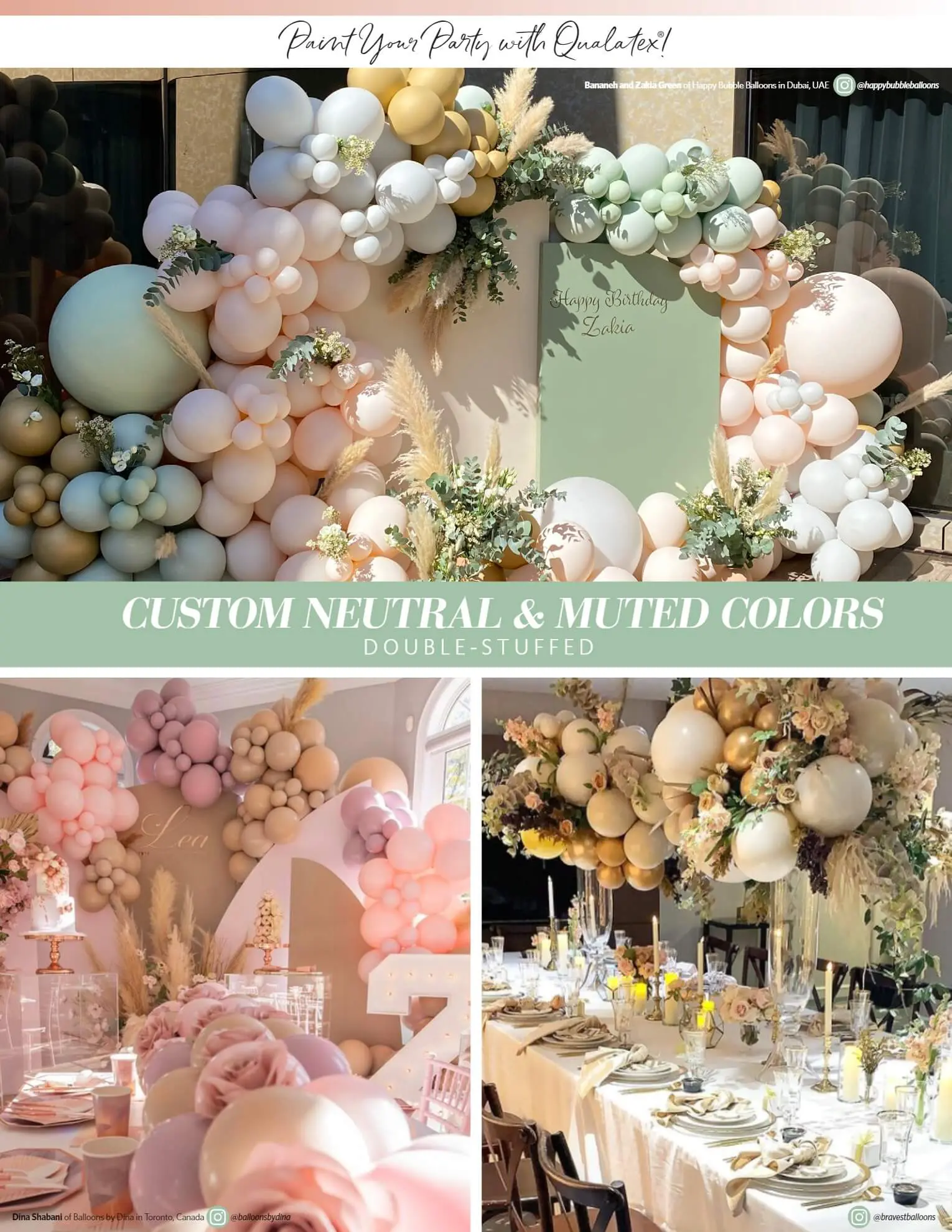 Natural and Muted Custom Latex Balloon Color Charts by Balloons Lane in New Jersey