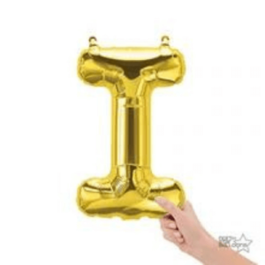 Shimmering gold foil letter I air-filled balloon for weddings, birthday & engagement