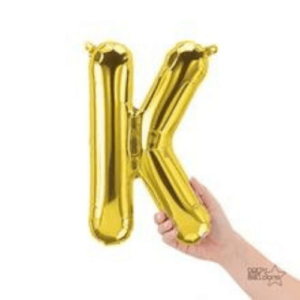 Shimmering gold foil letter K air-filled balloon for weddings, birthday & engagement