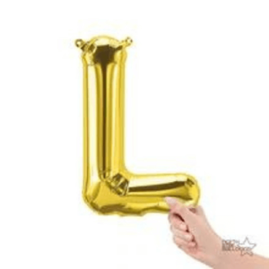 Shimmering gold foil letter L air-filled balloon for weddings, birthday & engagement in Brooklyn