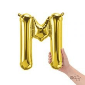Shimmering gold foil letter M air-filled balloon for weddings, birthday & engagement