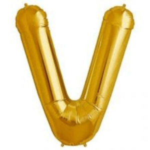 Make your party shine with stunning foil super shine gold letter V shaped big balloon