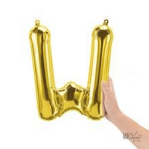 Shimmering gold foil letter W air-filled balloon for weddings, birthdays, and more