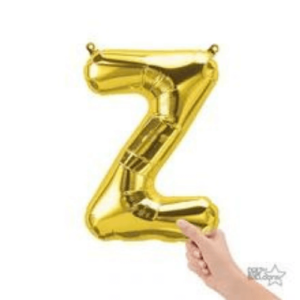 Shimmering gold foil letter Z air-filled balloon for weddings, birthdays, and more