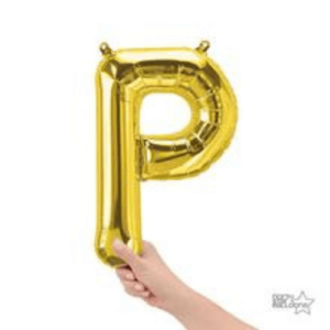 Shimmering gold foil letter P air-filled balloon for weddings, birthday & engagement