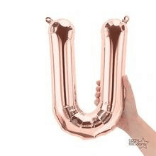 Rose gold U foil letter helium balloons