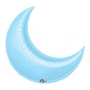 Pastel Blue Crescent Moon Balloons, perfect for baby showers, gender reveals, christenings, weddings, and birthday parties in Brooklyn.