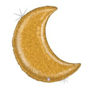 Gold Glitter Moon and Crescent Moons Balloons, perfect for creating a glittery and festive atmosphere at weddings, baby showers, bridal showers, graduations, corporate gatherings, and birthday parties in Brooklyn.