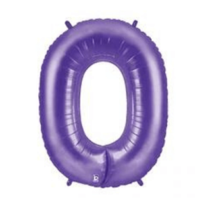 Vibrant purple number 0 latex balloon.