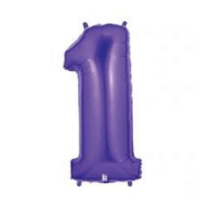 Vibrant purple number 1 latex balloon.