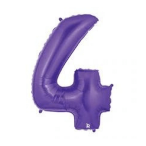 Vibrant purple number 4 latex balloon.