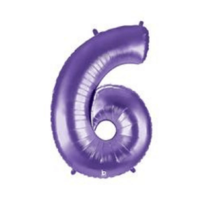 Vibrant purple number 6 latex balloon.