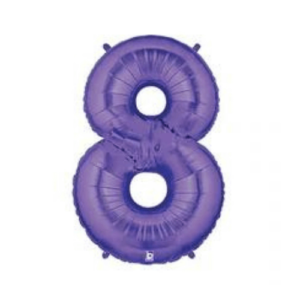 Vibrant purple number 8 latex balloon.