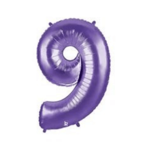 Vibrant purple number 9 latex balloon.