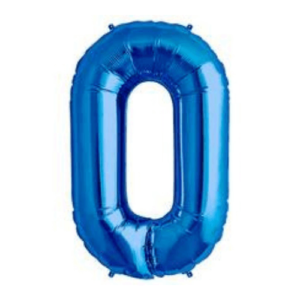 Stylish blue number 0 latex balloon for event decor and to spell out ages, dates, or other numbers