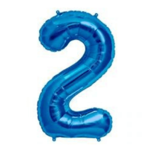 Stylish blue number 2 latex balloon for event decor and to spell out ages, dates, or other numbers